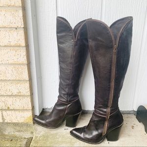 Jeffrey Campbell Leather Brown Zipper Tall Boots